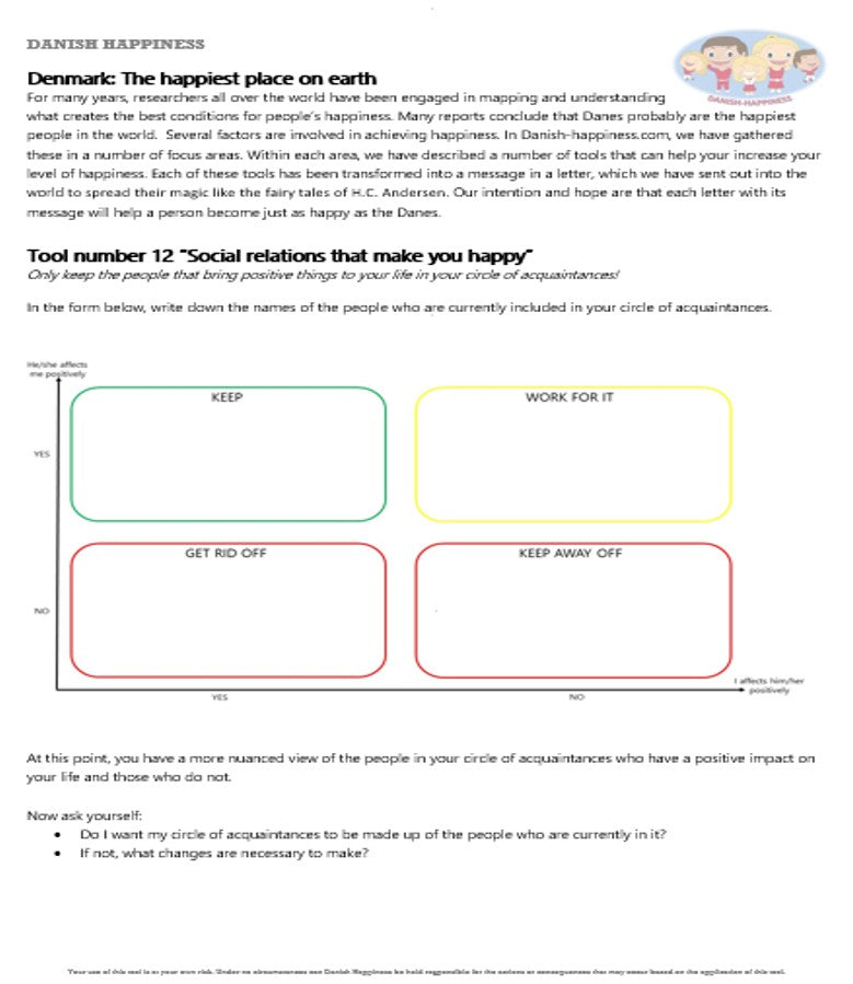 Tool number 12 ”Social relations that make you happy”